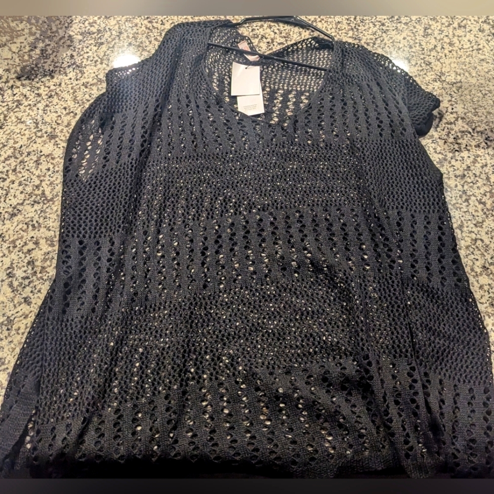 Brand new crocheted black One Size Cover up